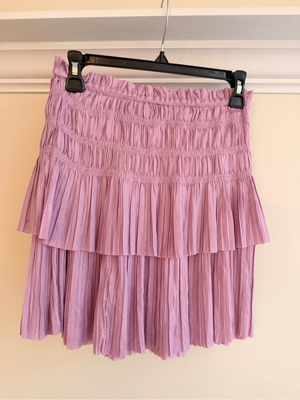 Current Air Lavender Smocked Double-Tier Mini Skirt